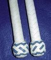 4ft White 4x8 full plait stockwhip matched pair with mirrored box pattern knots B